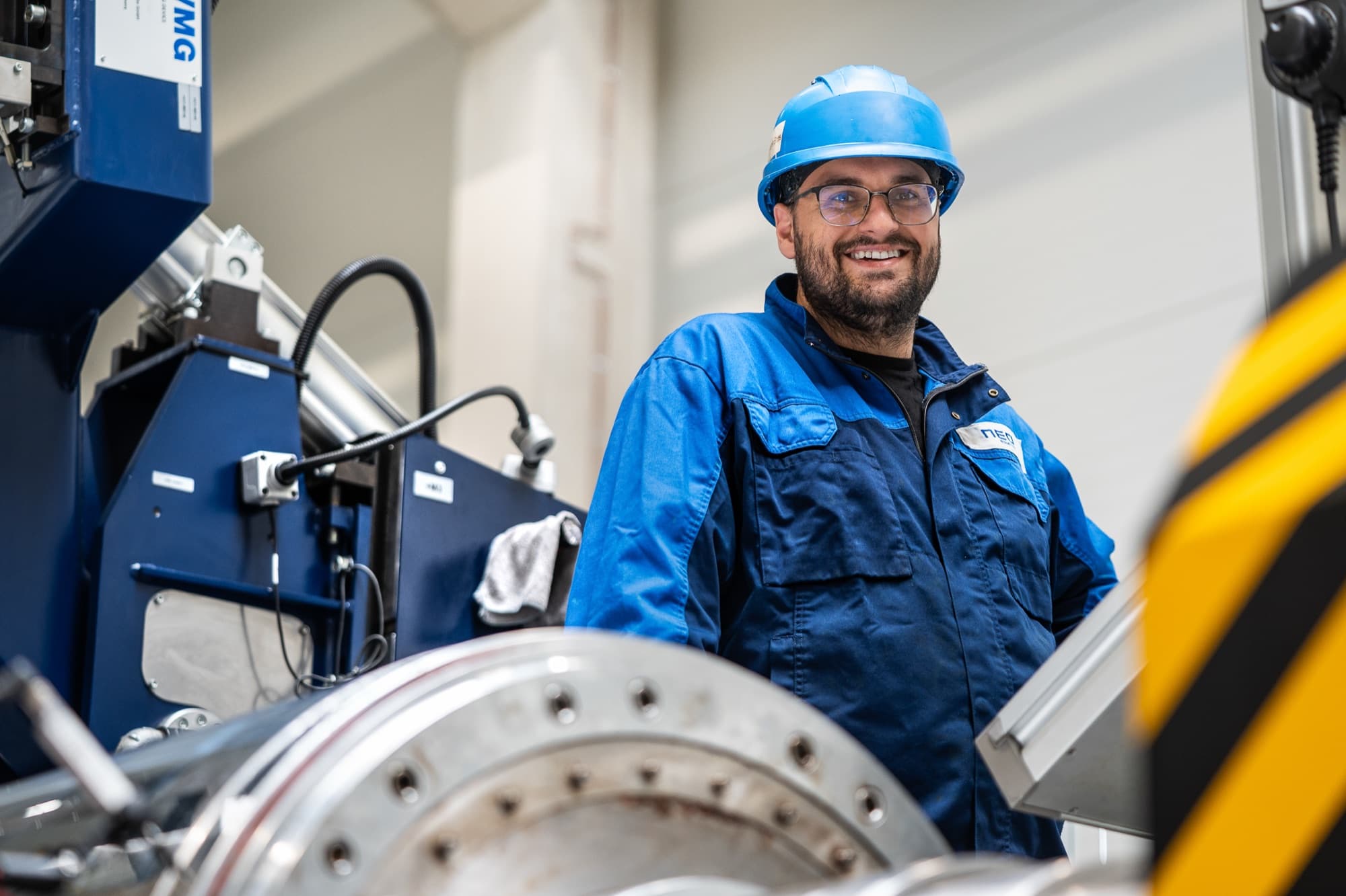 NEO technician in a hard hat